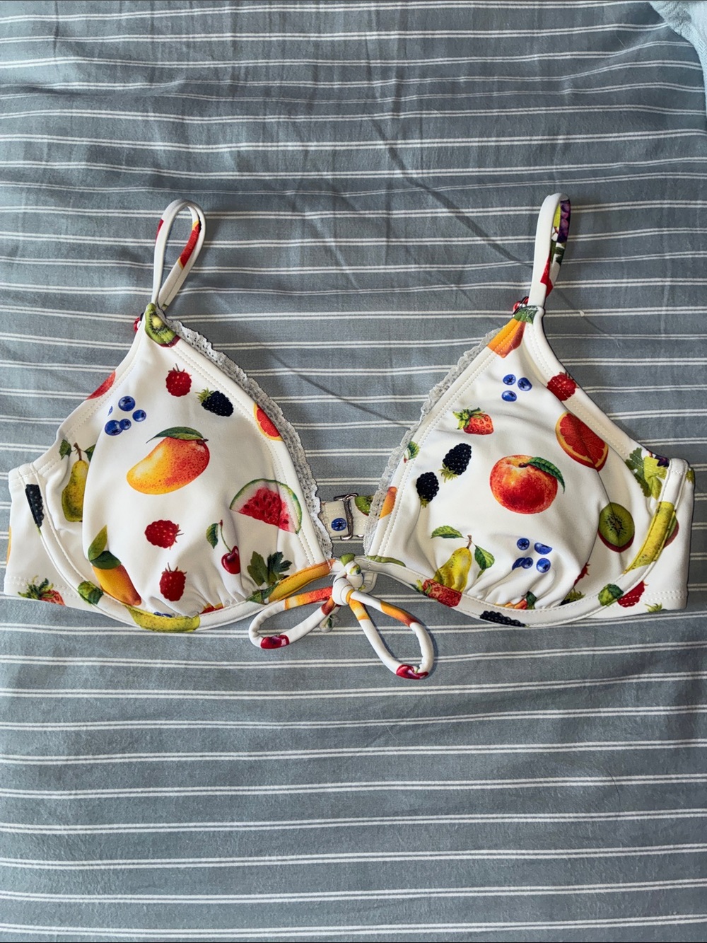 wild fable White Fruit-Print Bikini Top